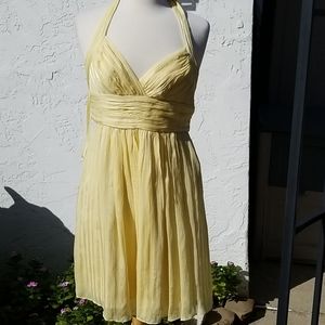 BCGBMAXAZRIA Pale Lime Silk Halter Dress